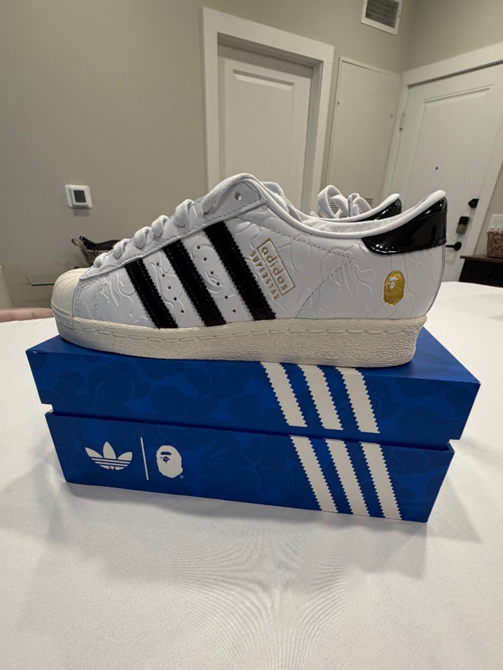 BAPE x Adidas Superstar Vintage White Black Sneakers M5.5/W6.5